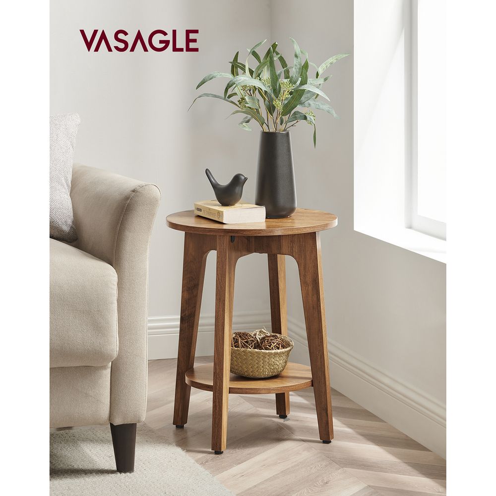 Round End Table - Small - With Lower Shelf Storage