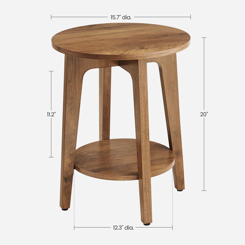 Small Round End Table – Lower Shelf – Space-Saving Side Table