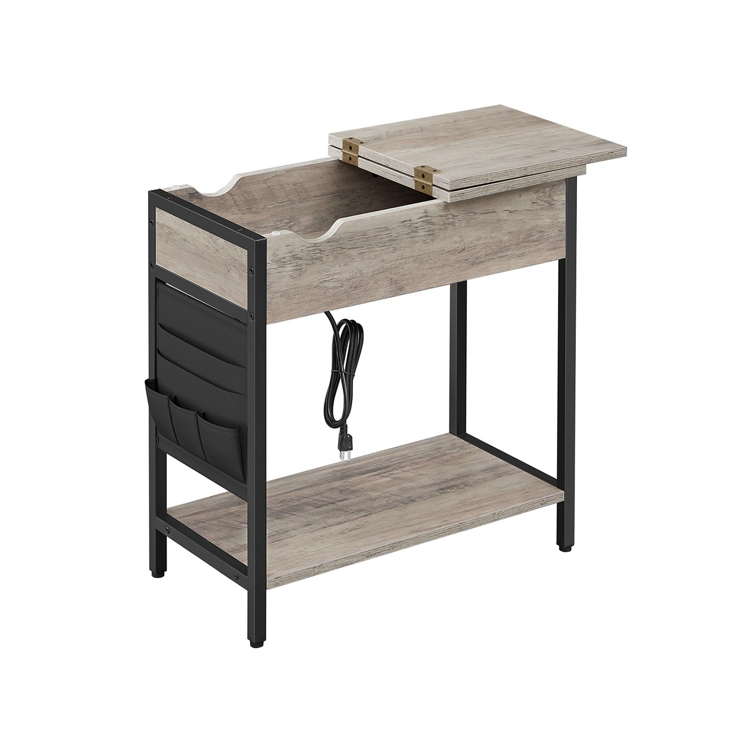 End Tables Set With Charging Station – USB Ports & Outlets – Storage Shelves