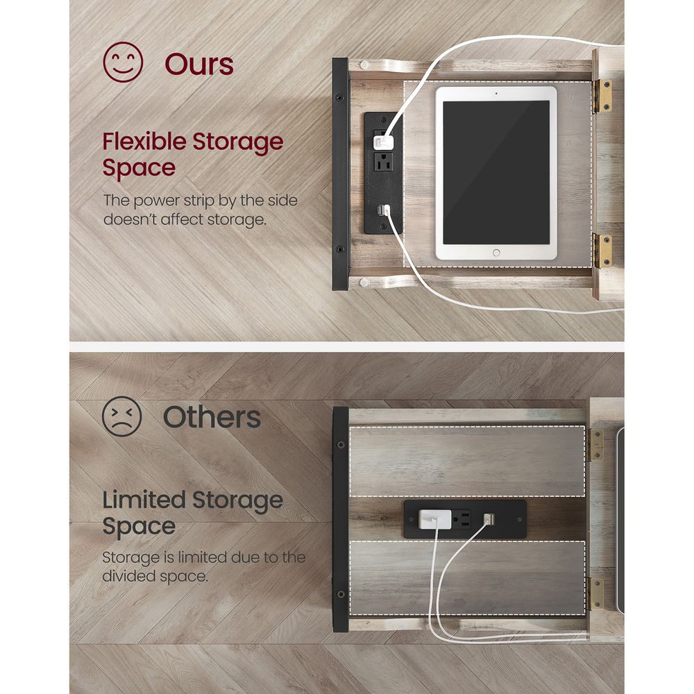 End Tables Set With USB Ports And Outlets - Power Storage