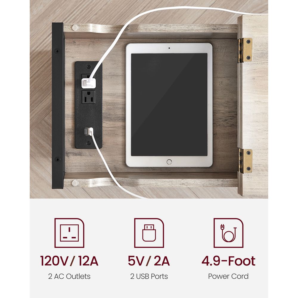 End Tables Set With USB Ports And Outlets - Power Storage