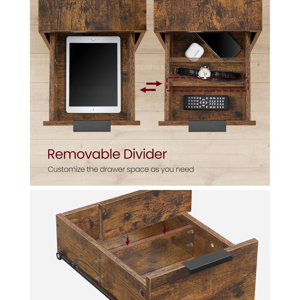 End Table - Narrow - Charging Station - 2 Drawers - USB Outlets