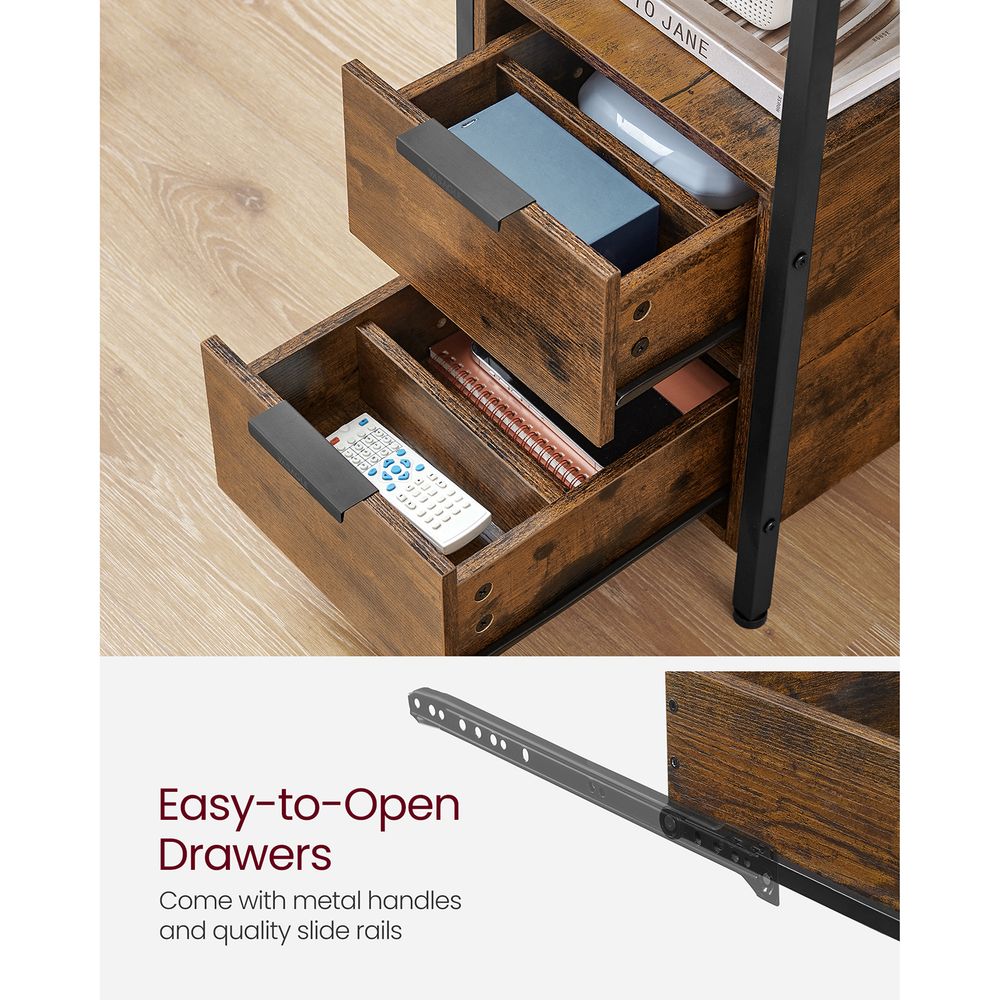 End Table - Narrow - Charging Station - 2 Drawers - USB Outlets