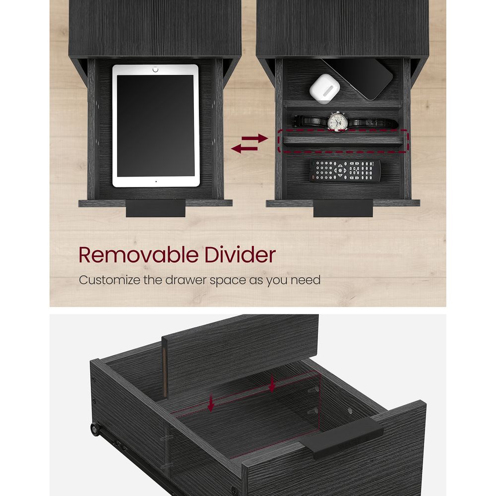 End Table - Narrow - Charging Station - 2 Drawers - USB Outlets