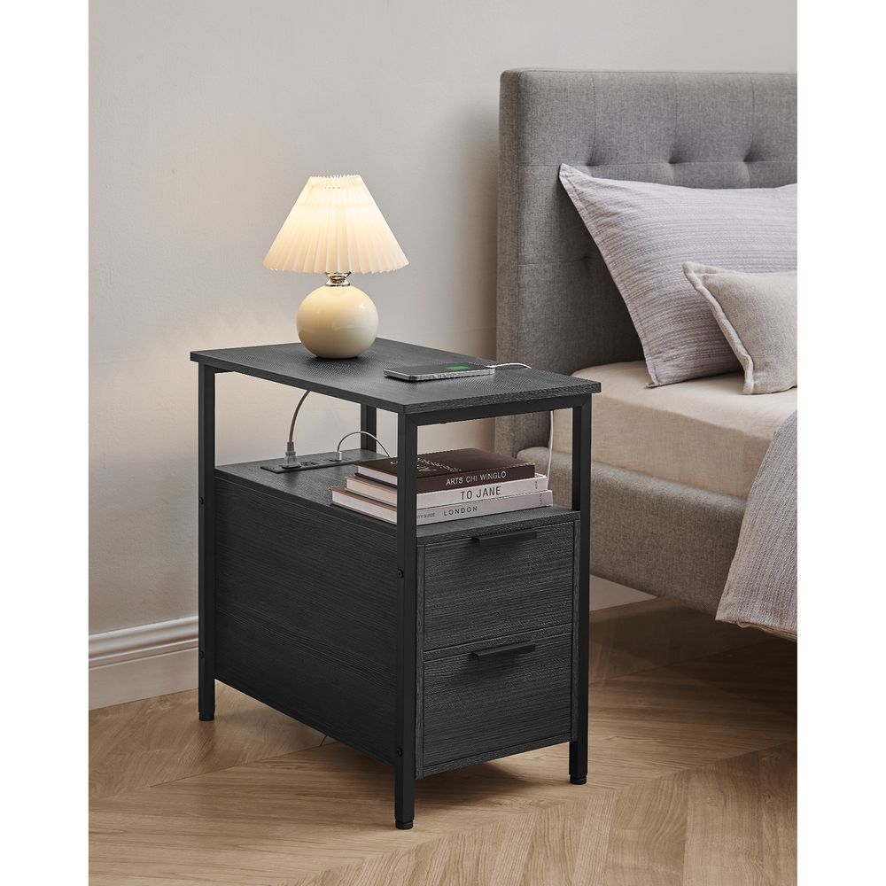 End Table - Narrow - Charging Station - 2 Drawers - USB Outlets
