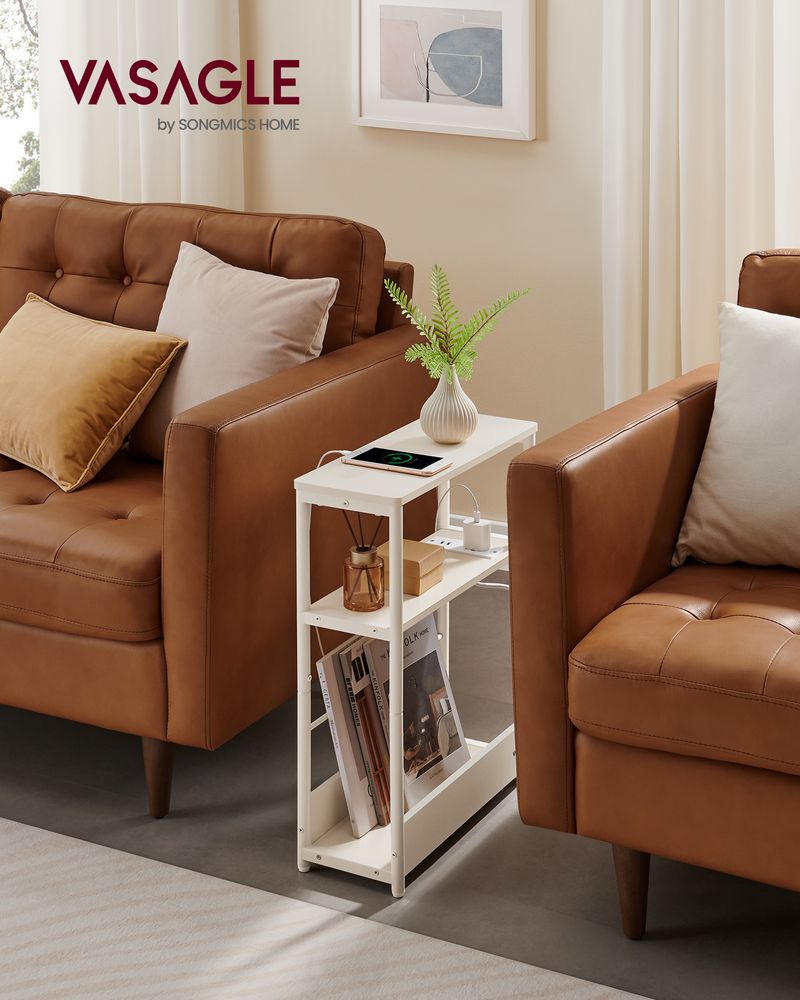 Side Table - Narrow - With Charging Station - 3 Tier
