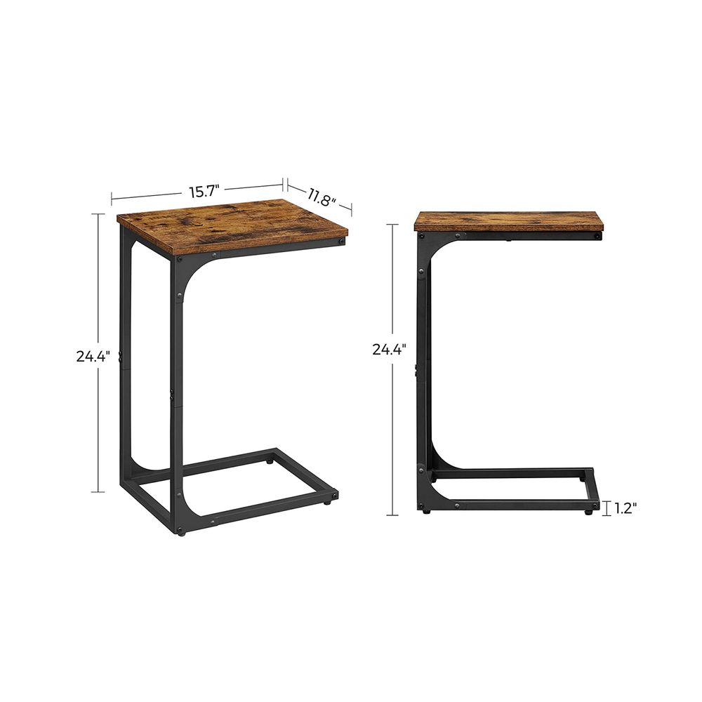 C-Shaped End Table - Slim Side Table - For Sofa Or Bed