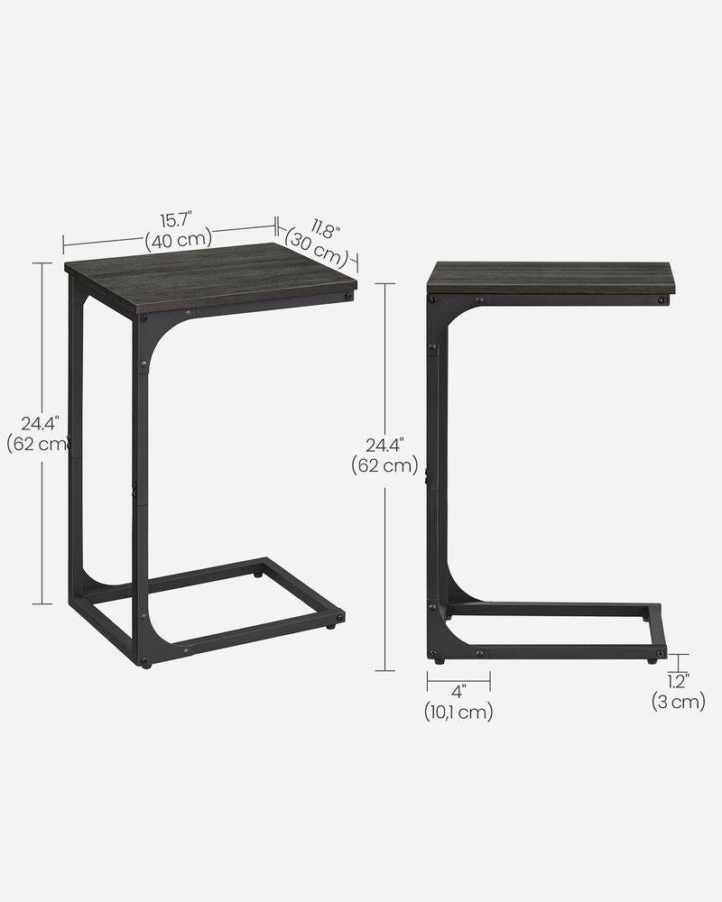 C-Shaped End Table - Slim Side Table - For Sofa Or Bed