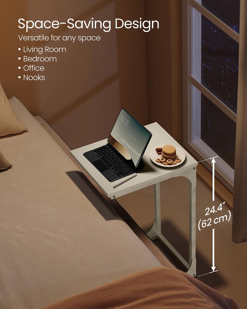 C-Shaped End Table - Slim Side Table - For Sofa Or Bed