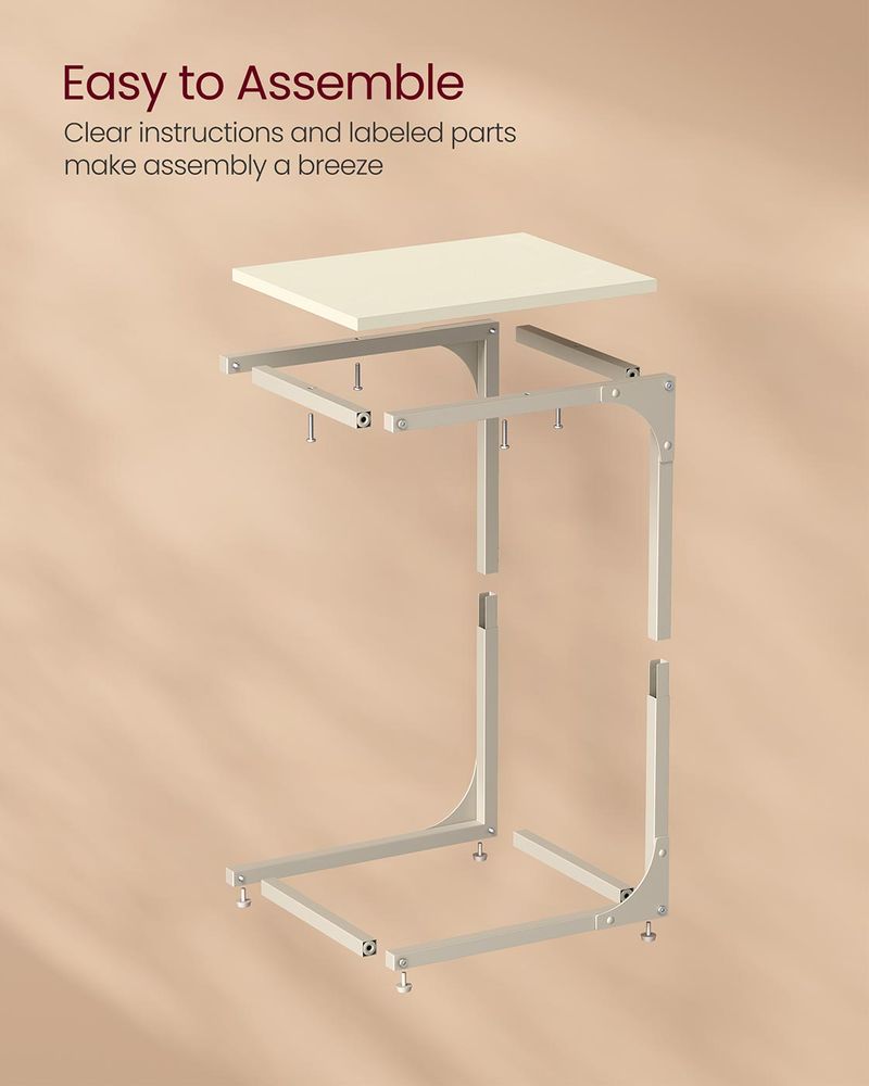 C-Shaped End Table - Slim Side Table - For Sofa Or Bed