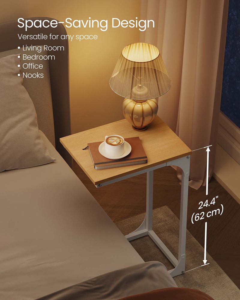 C-Shaped End Table - Slim Side Table - For Sofa Or Bed