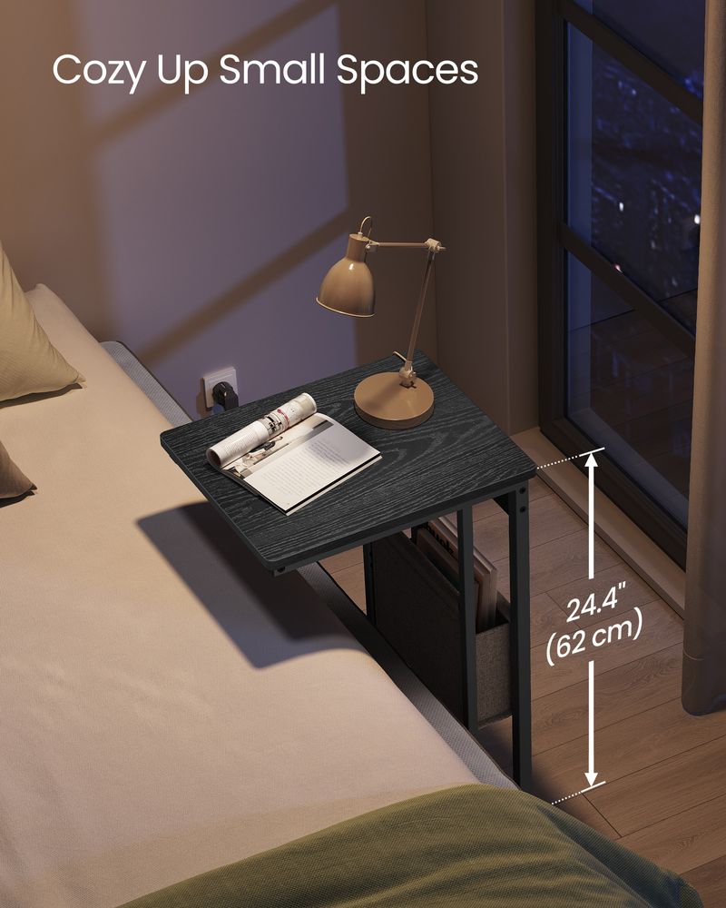 C-Shaped Side Table - With Wheels - Slim Sofa And Bed Table