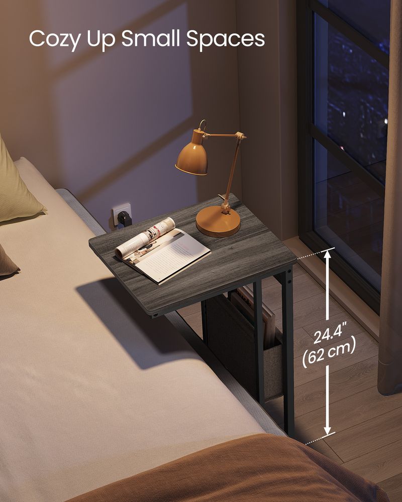 C-Shaped Side Table - With Wheels - Slim Sofa And Bed Table