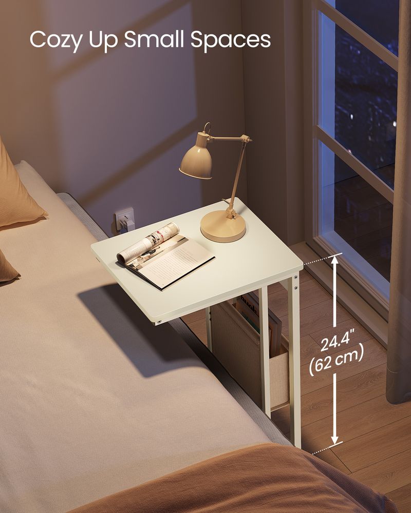 C-Shaped Side Table - With Wheels - Slim Sofa And Bed Table