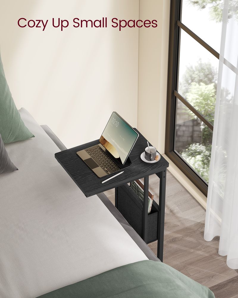 C-Shaped Side Table - With Wheels - Slim Sofa And Bed Table