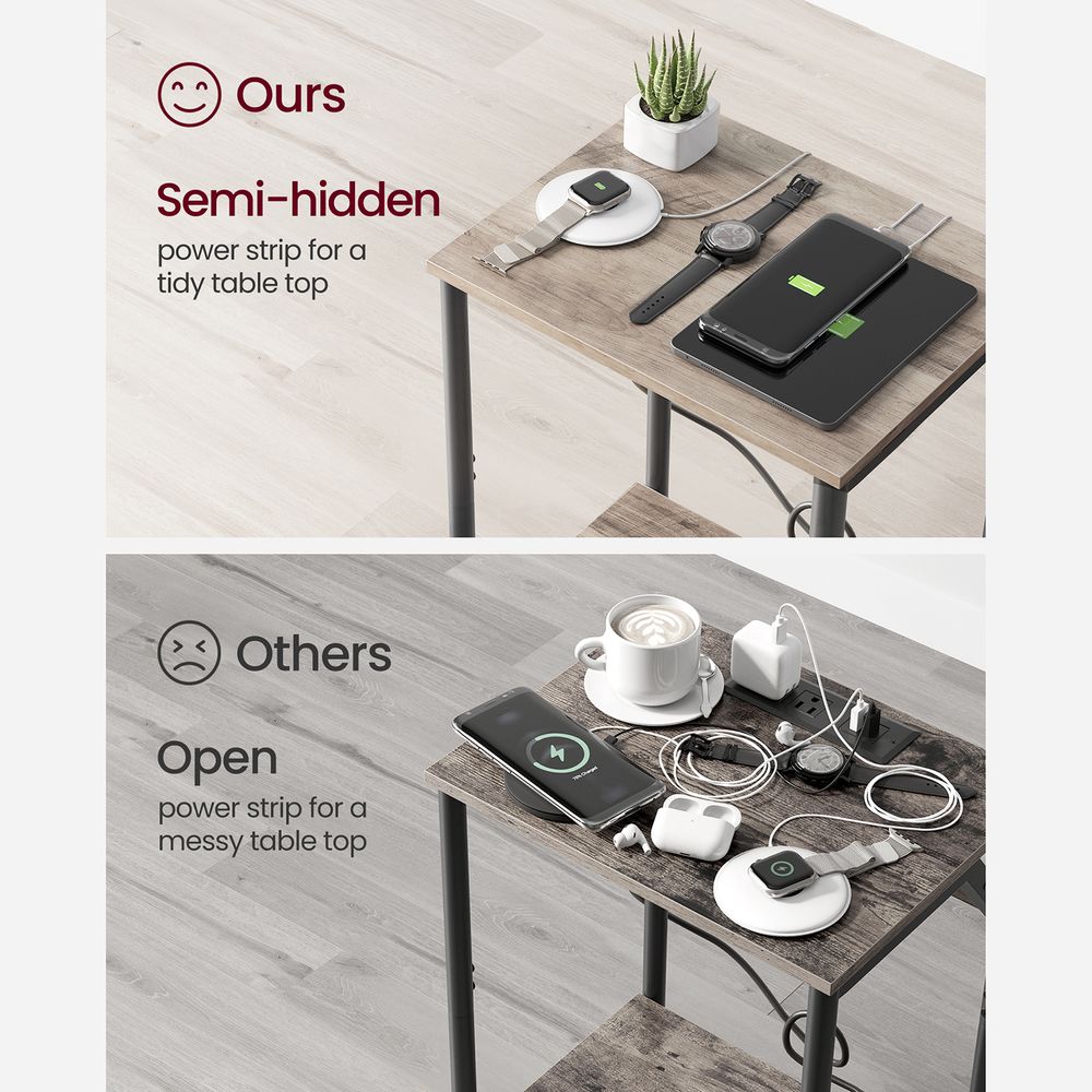 End Table - Charging Station With USB Outlets - Storage Shelf