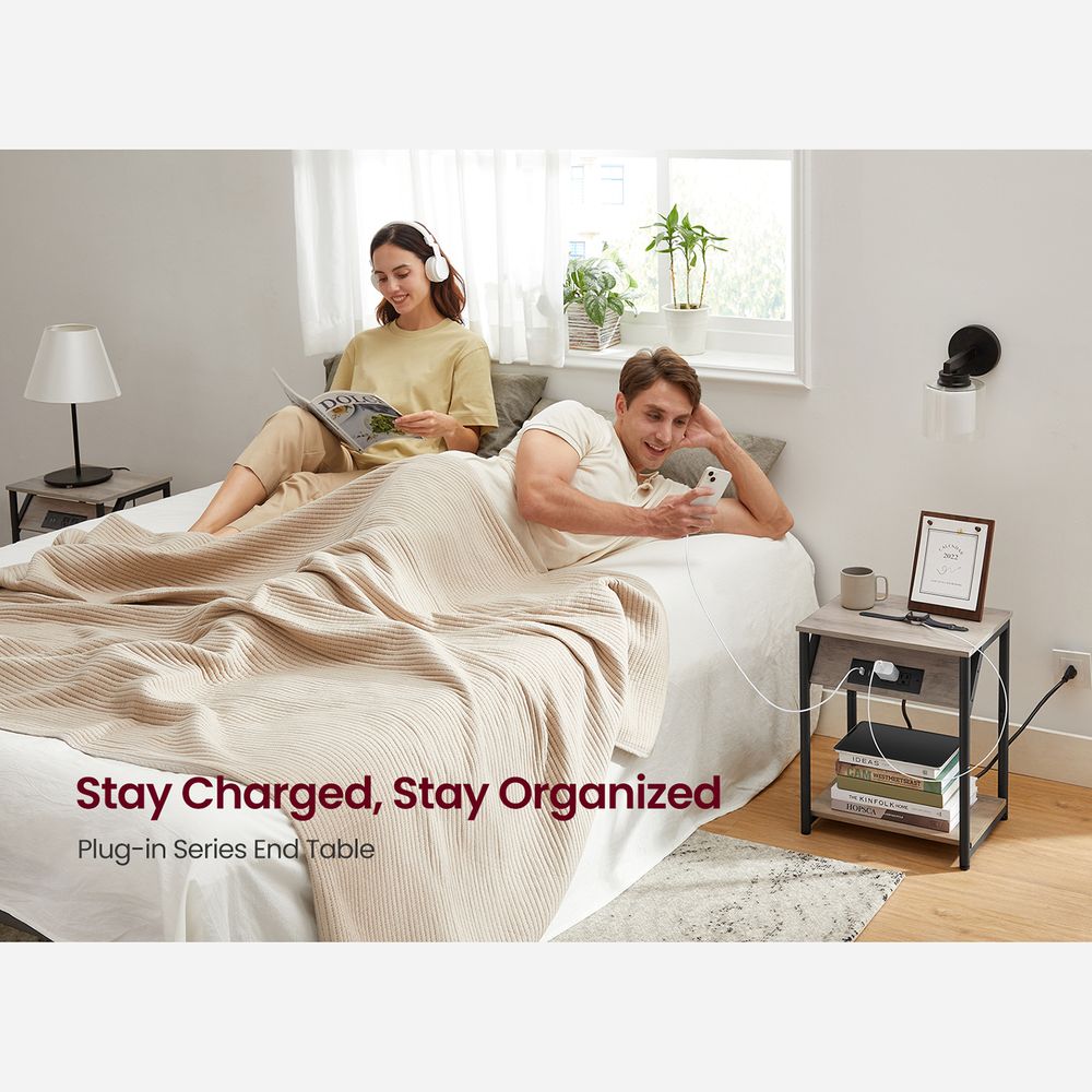 End Table - Charging Station With USB Outlets - Storage Shelf