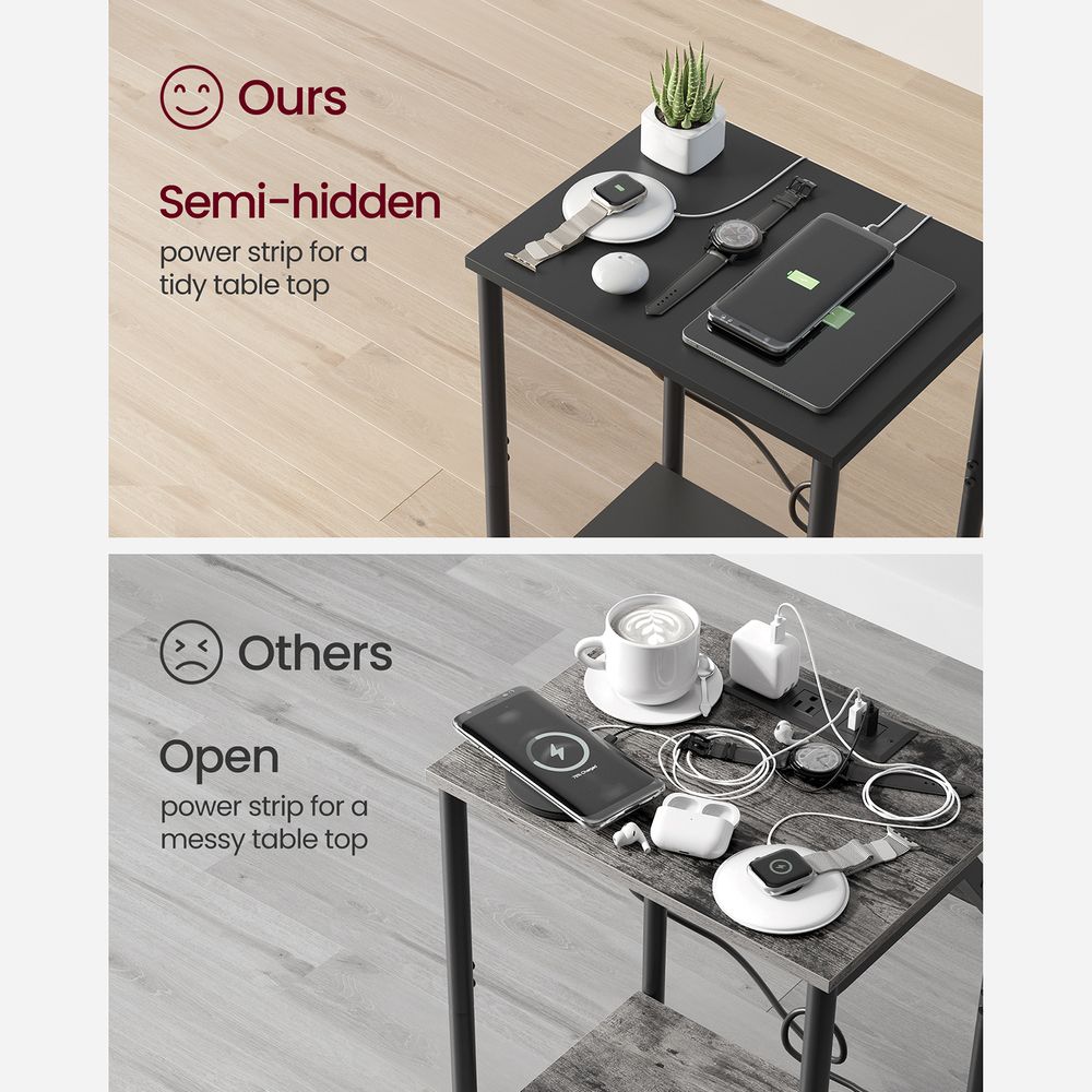 End Table - Charging Station With USB Outlets - Storage Shelf