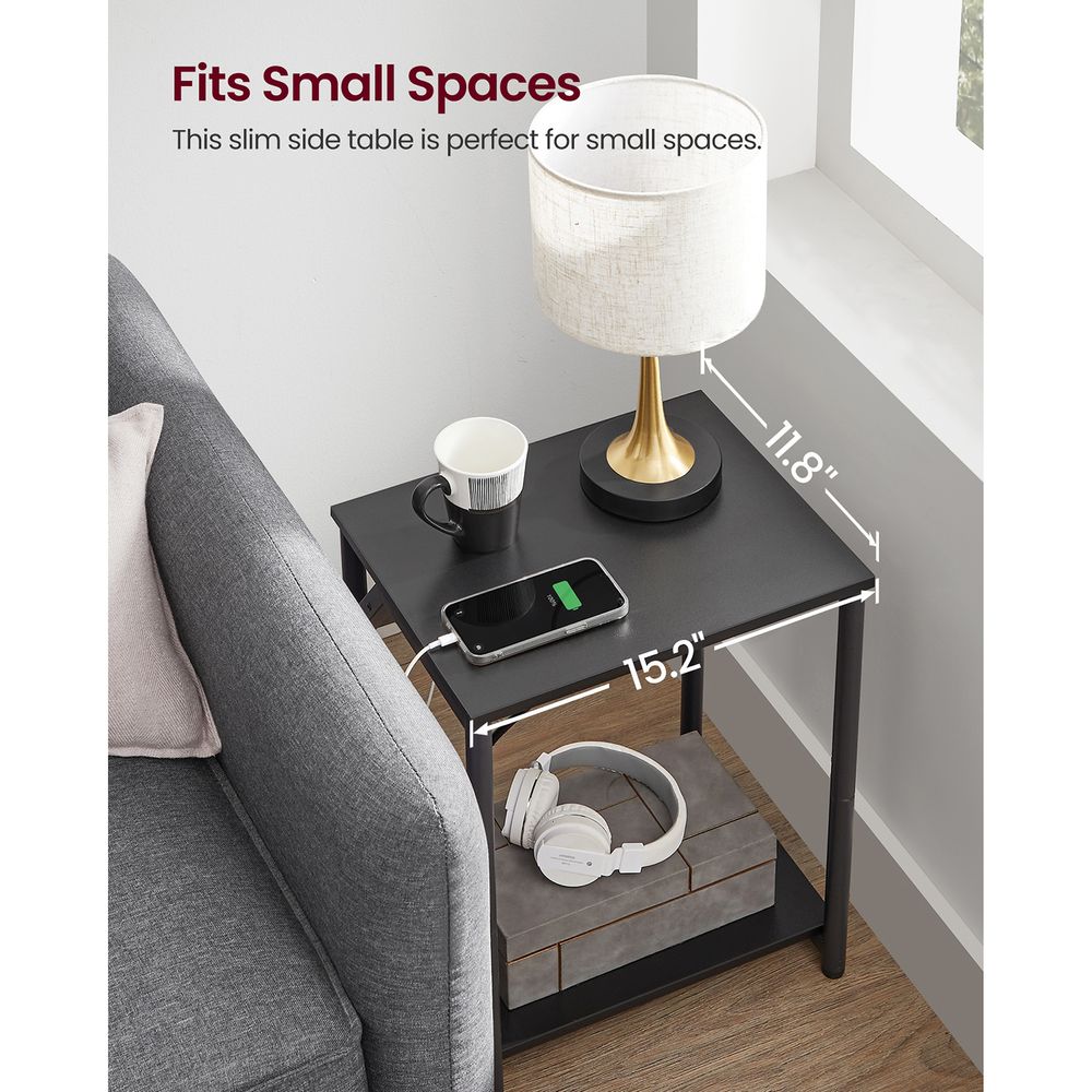End Table - Charging Station With USB Outlets - Storage Shelf