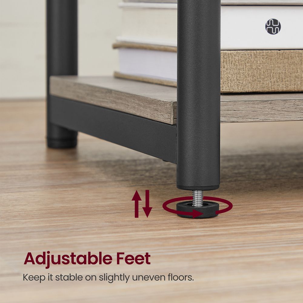 3-Tier End Table With Charging Station – USB Ports & Outlets – Slim Design