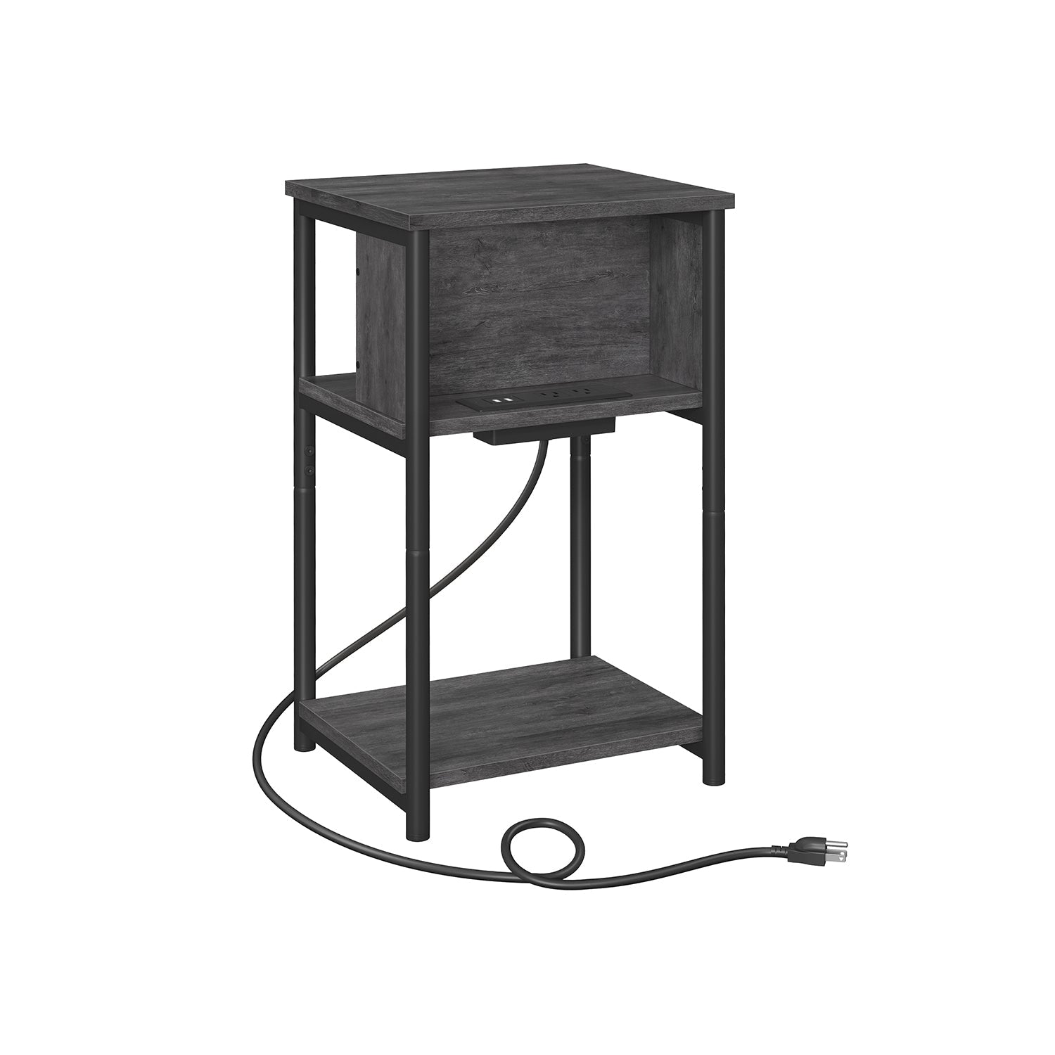 End Table - 3 Tier - USB Ports And Outlets - Slim Design