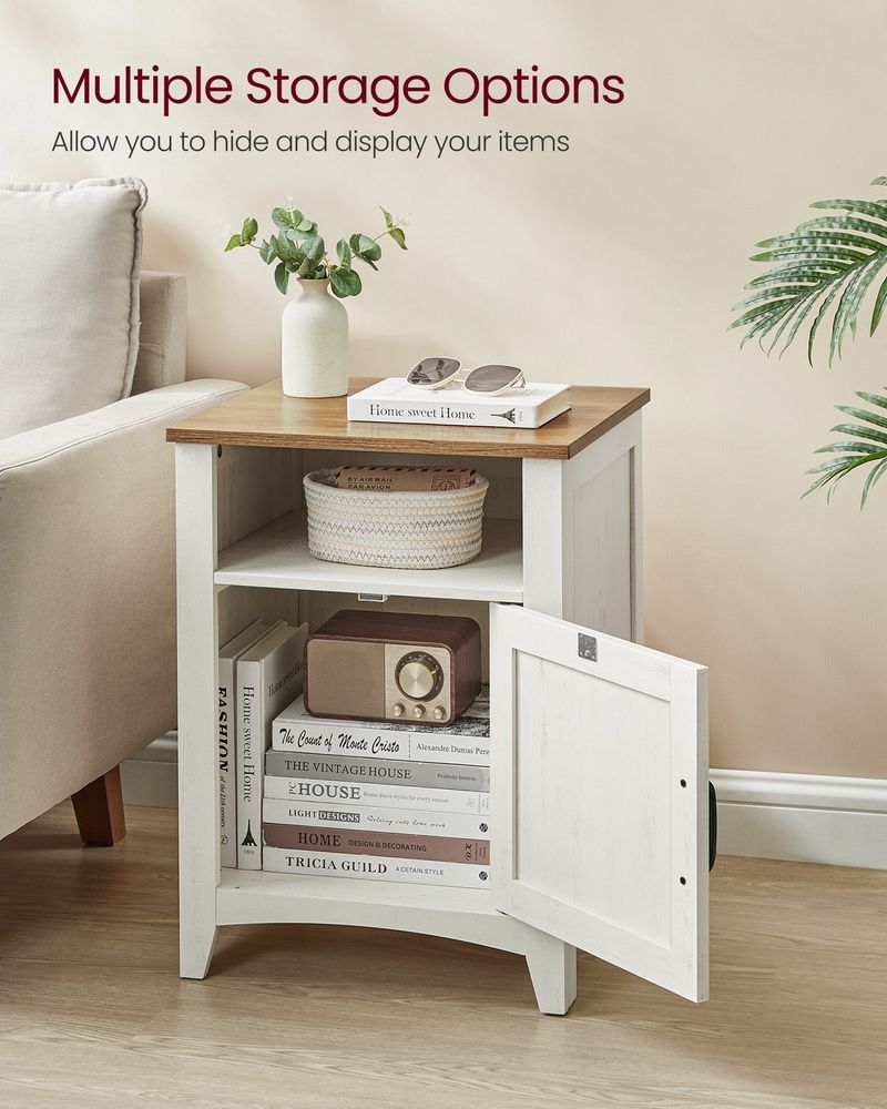 Farmhouse Nightstand With Barn Door Bedside Table With Storage