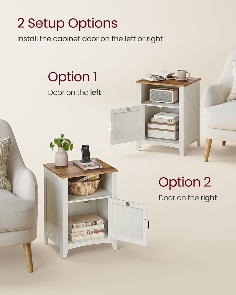 Farmhouse Nightstand With Barn Door Bedside Table With Storage
