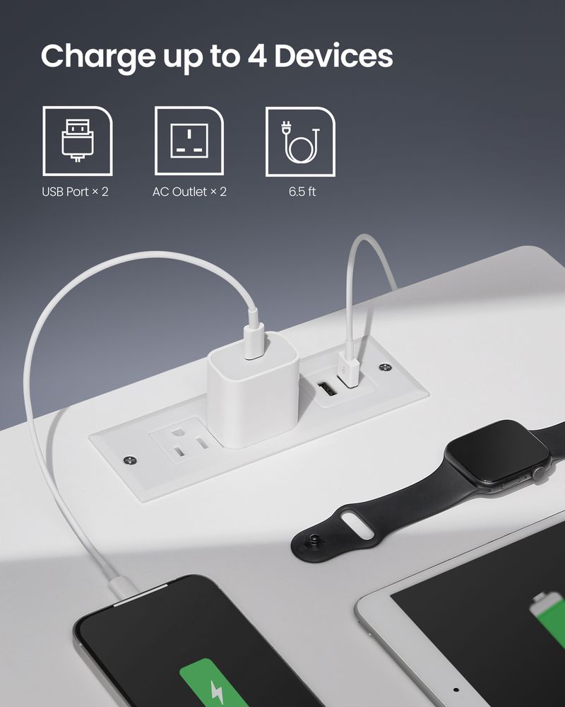 Nightstand With Charging Station – Adjustable LED Lights – Modern Bedside Table