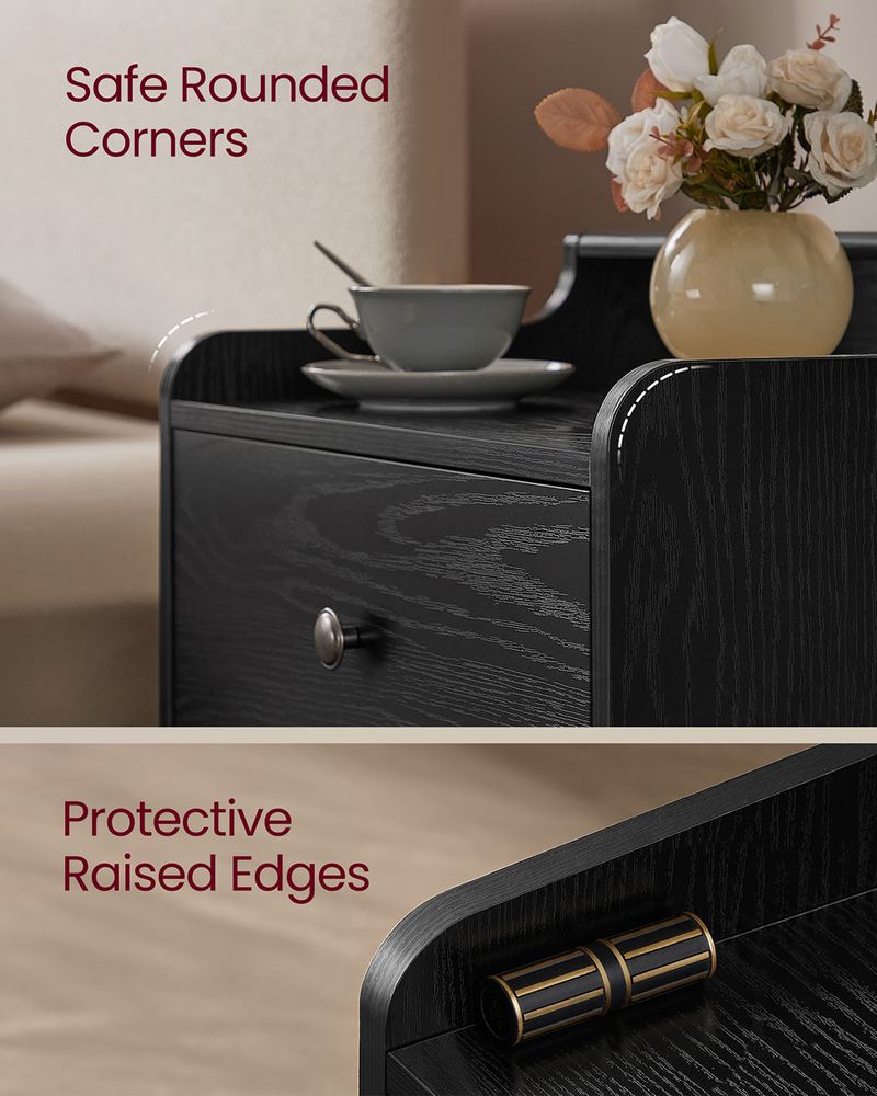 Bedside Tables Set of 2 With Hidden Drawers Storage Nightstands