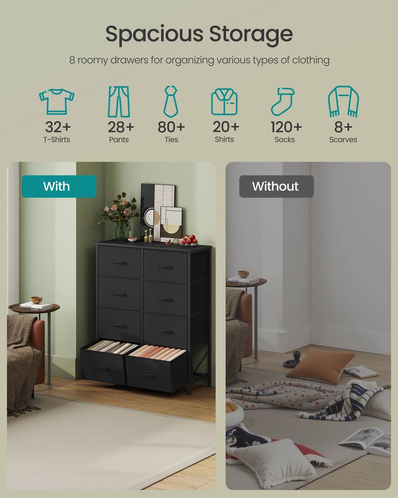 Dresser For Bedroom - Storage Organizer - TV Stand With Drawers