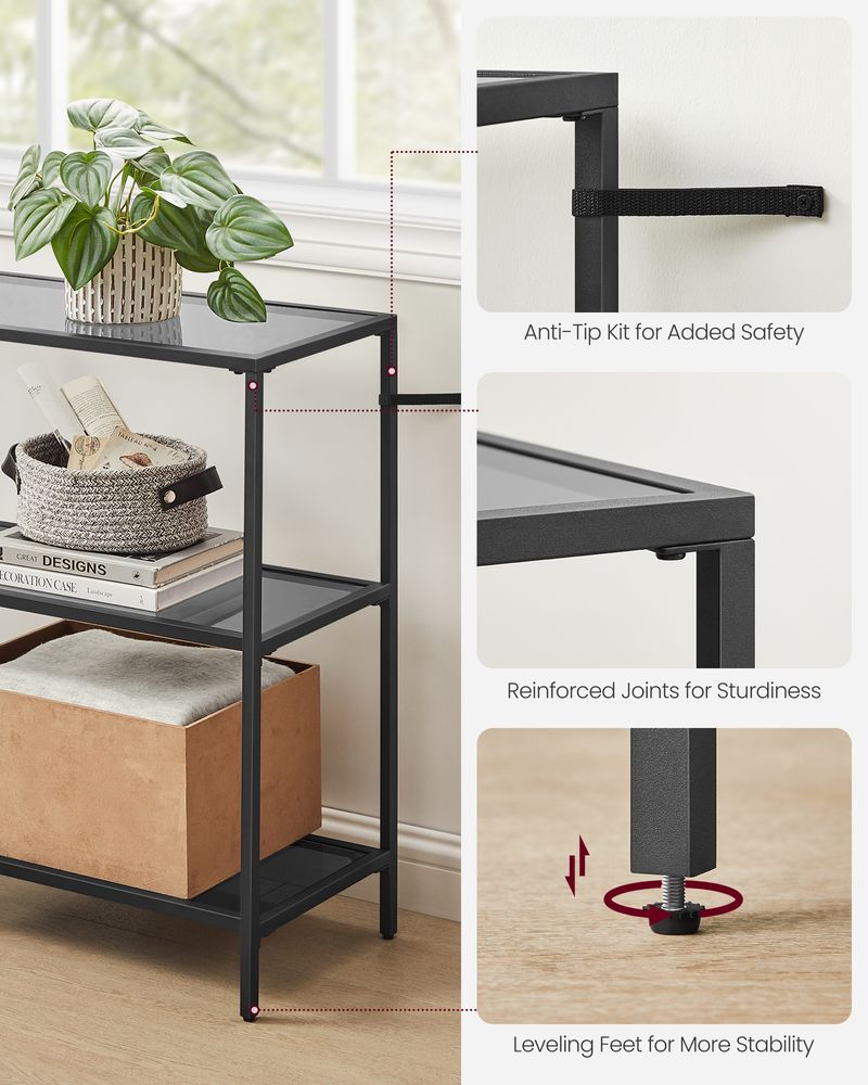 Console Table - 39.4 Inch - 3 Shelf Glass Storage