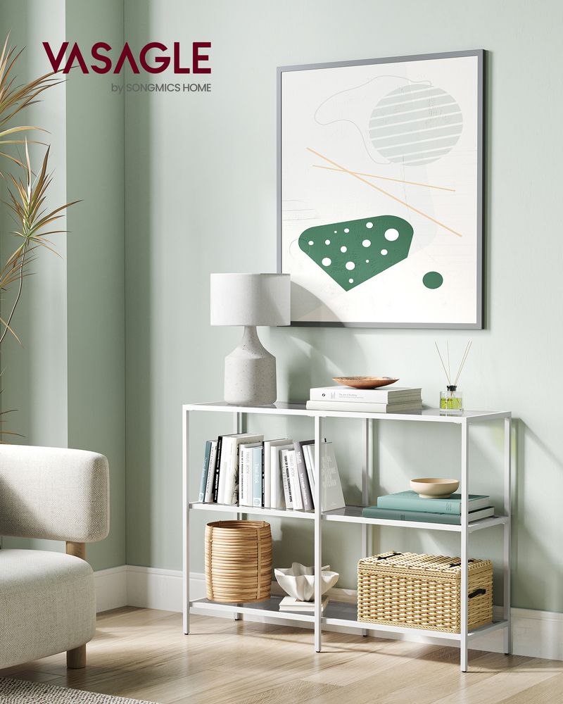 Console Table - 39.4 Inch - 3 Shelf Glass Storage