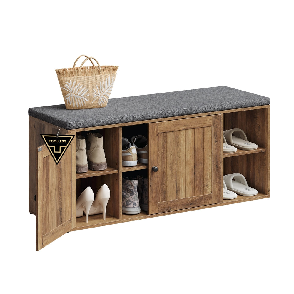Storage Bench – Doors & Adjustable Shelves – Entryway Shoe Bench