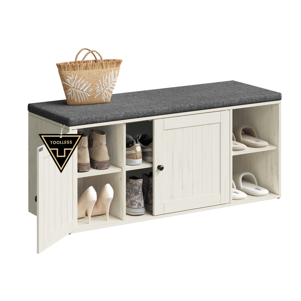 Storage Bench – Doors & Adjustable Shelves – Entryway Shoe Bench