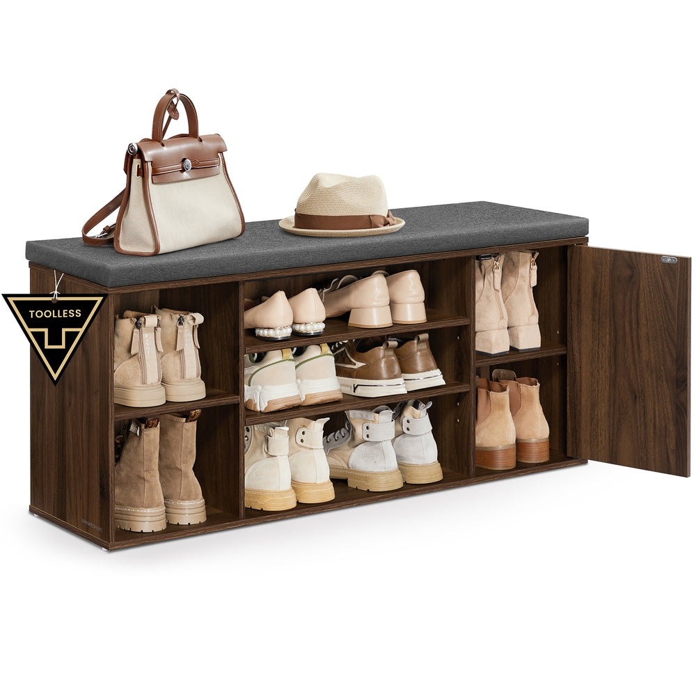 Storage Bench – Doors & Adjustable Shelves – Entryway Shoe Bench