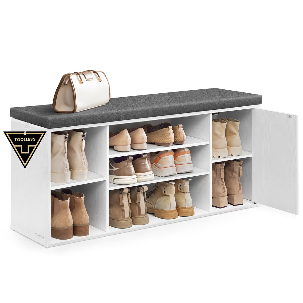 Storage Bench – Doors & Adjustable Shelves – Entryway Shoe Bench