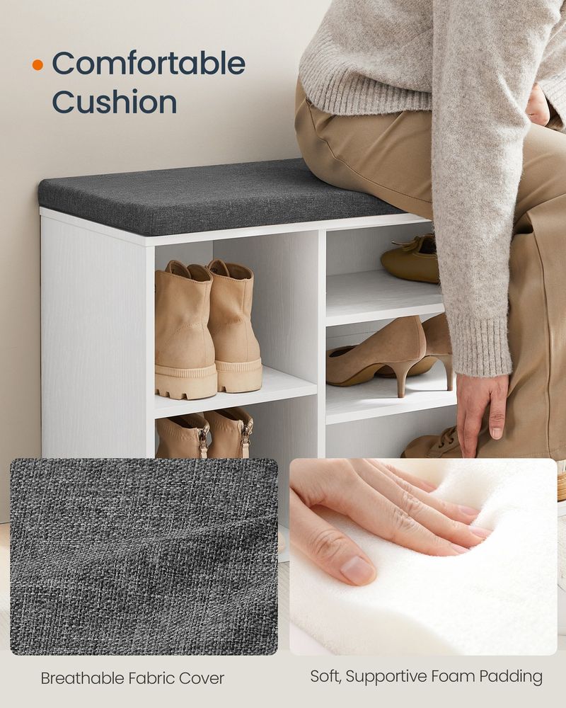 Storage Bench – Doors & Adjustable Shelves – Entryway Shoe Bench