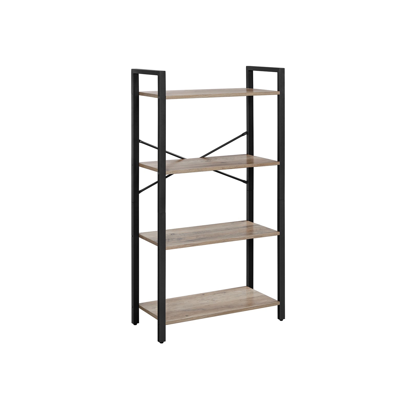 Bookshelf - 4 Tier Tall - Steel Frame - Space Saving