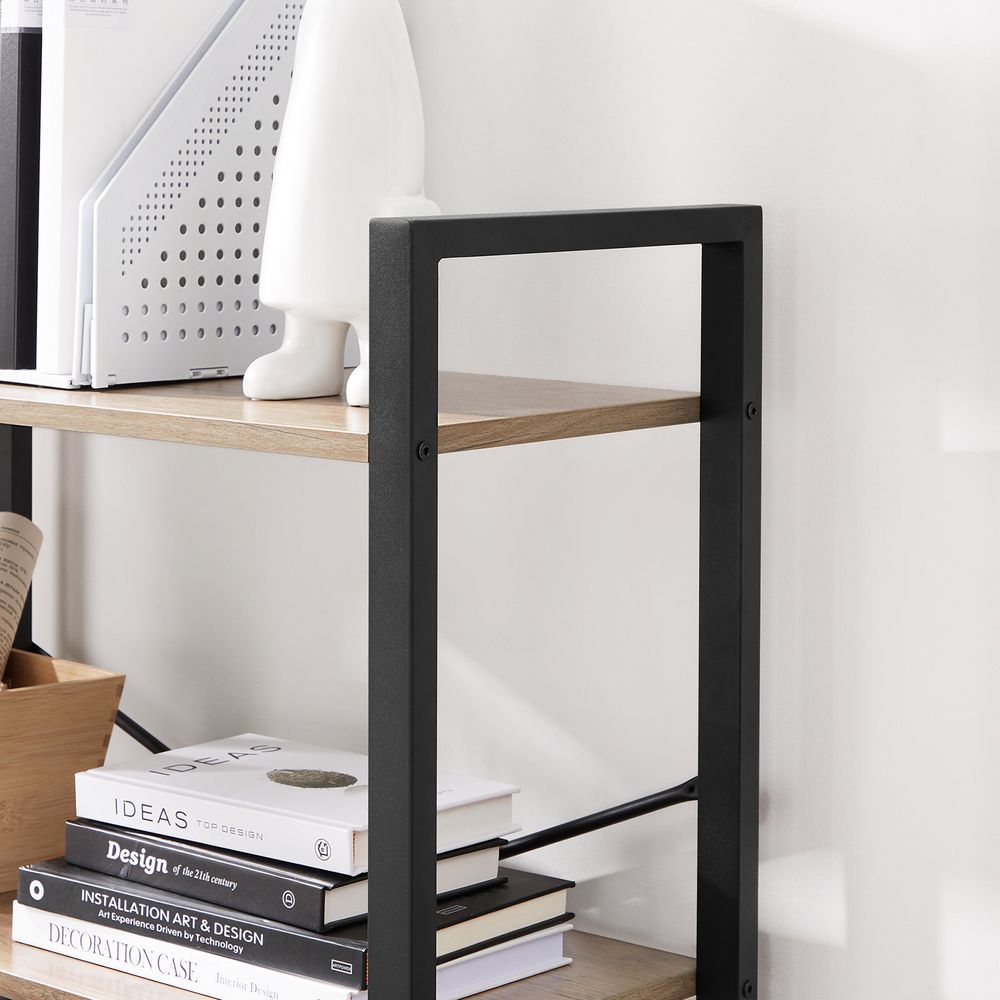 Bookshelf - 4 Tier Tall - Steel Frame - Space Saving