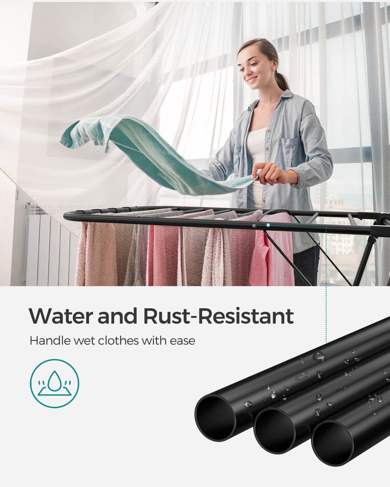 Clothes Drying Rack - With Sock Clips - Heavy Duty Steel