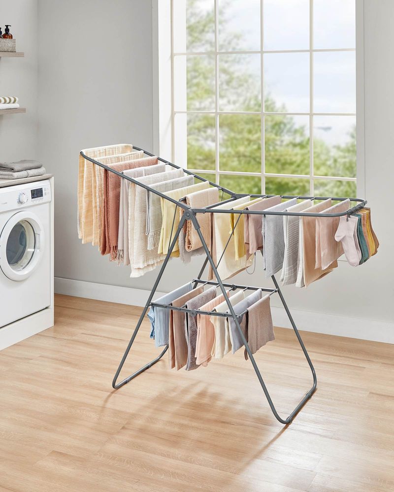 Clothes Drying Rack - With Sock Clips - Heavy Duty Steel