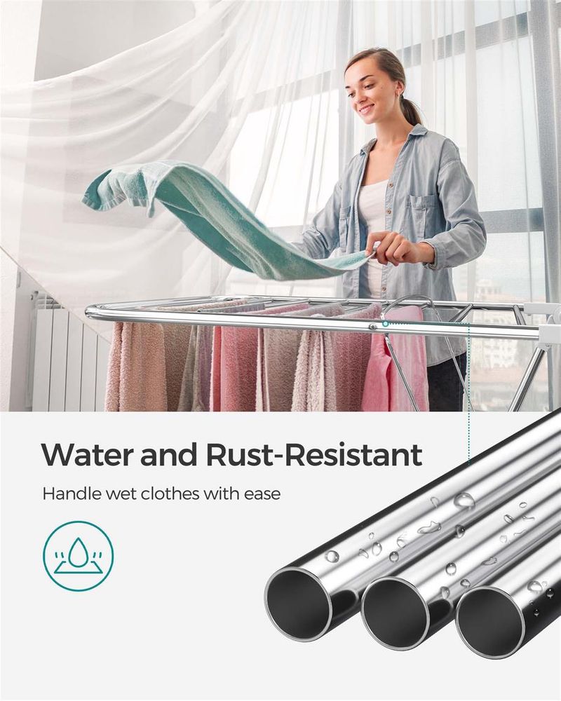 Clothes Drying Rack - With Sock Clips - Heavy Duty Steel