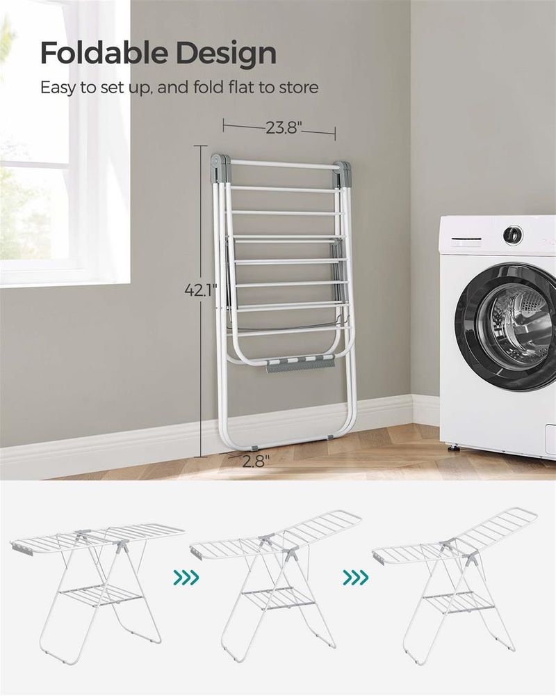 Clothes Drying Rack - With Sock Clips - Heavy Duty Steel