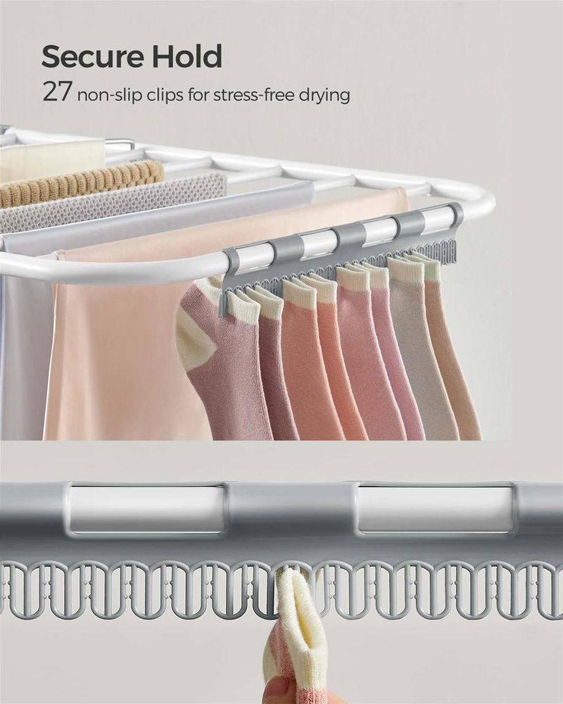 Clothes Drying Rack - With Sock Clips - Heavy Duty Steel