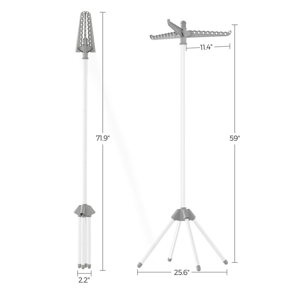 Clothes Drying Rack - 1–3 Tier Folding - 360° Rotating Arms