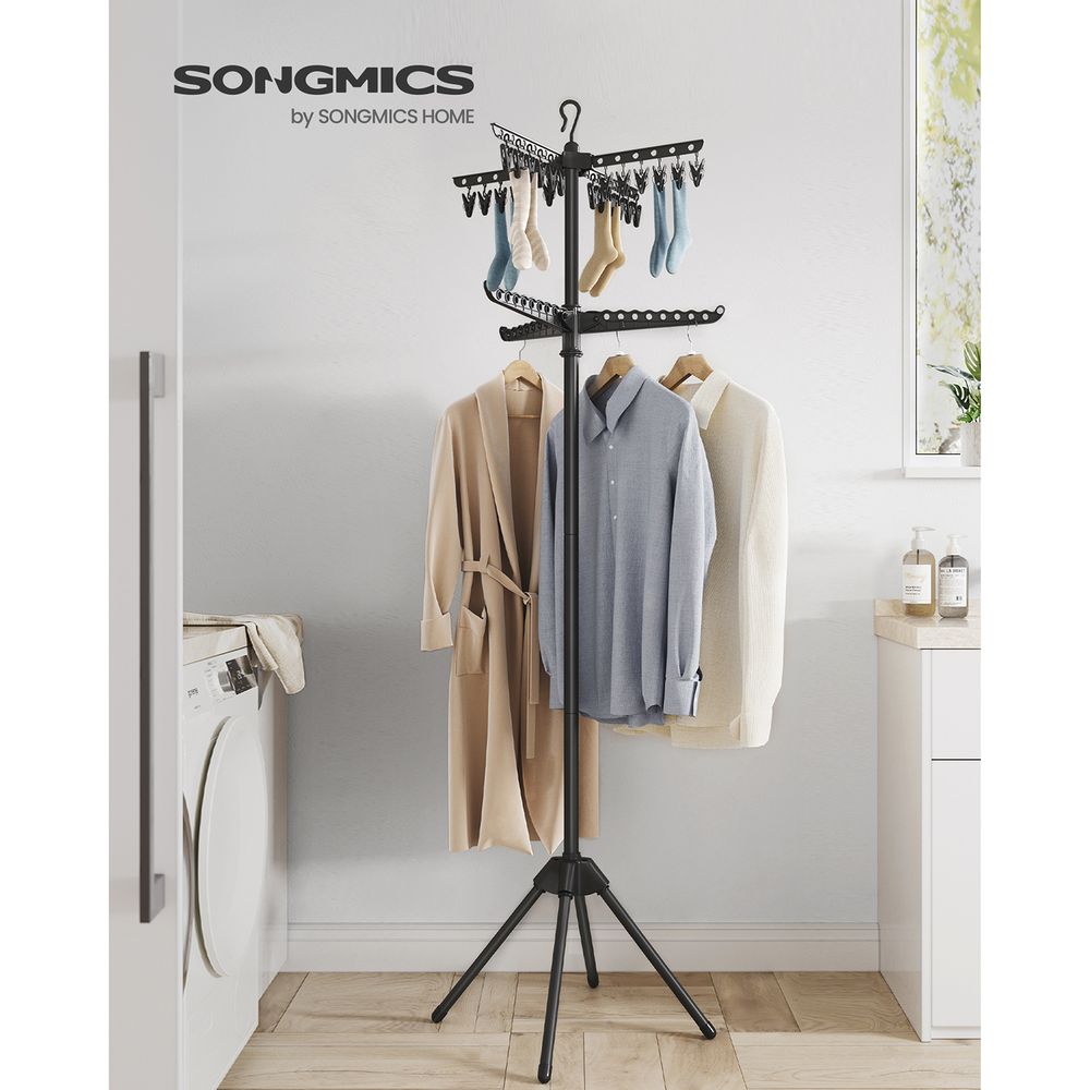 Clothes Drying Rack - 1–3 Tier Folding - 360° Rotating Arms