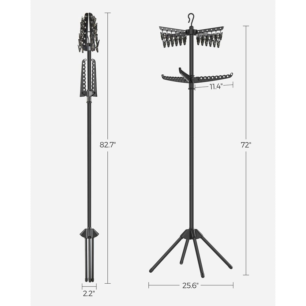 Clothes Drying Rack - 1–3 Tier Folding - 360° Rotating Arms