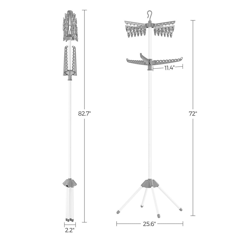Clothes Drying Rack - 1–3 Tier Folding - 360° Rotating Arms