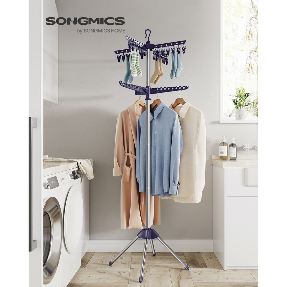 Clothes Drying Rack - 1–3 Tier Folding - 360° Rotating Arms