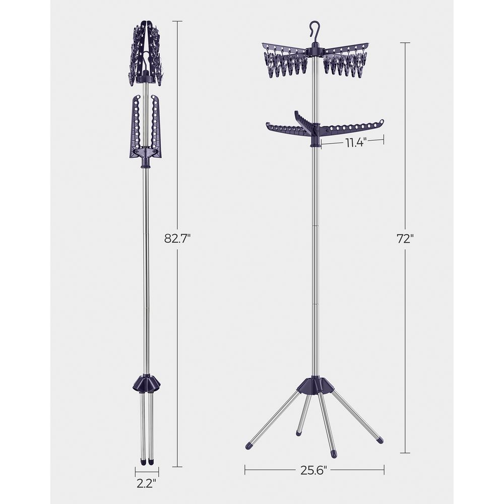 Clothes Drying Rack - 1–3 Tier Folding - 360° Rotating Arms